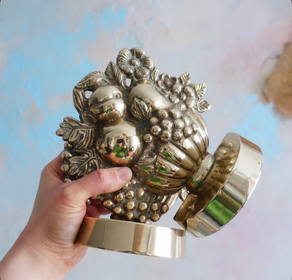 Brass fruit bookends