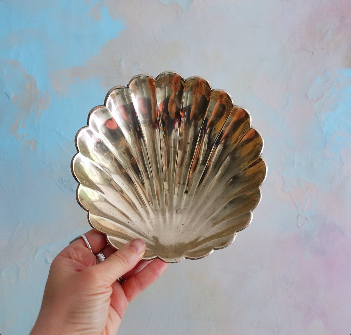 Hollywood Regency brass scallop shell dish