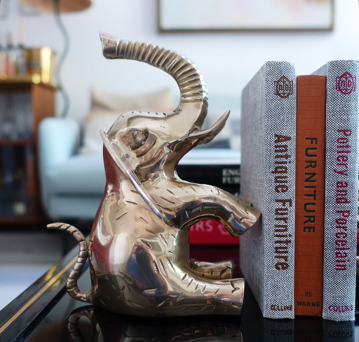 Pair of brass elephant bookends