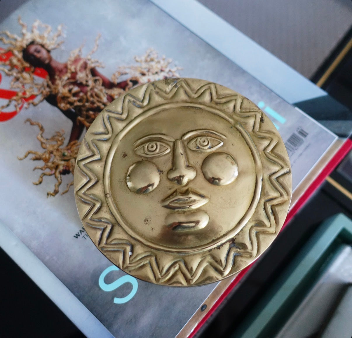 Brass sun trinket box