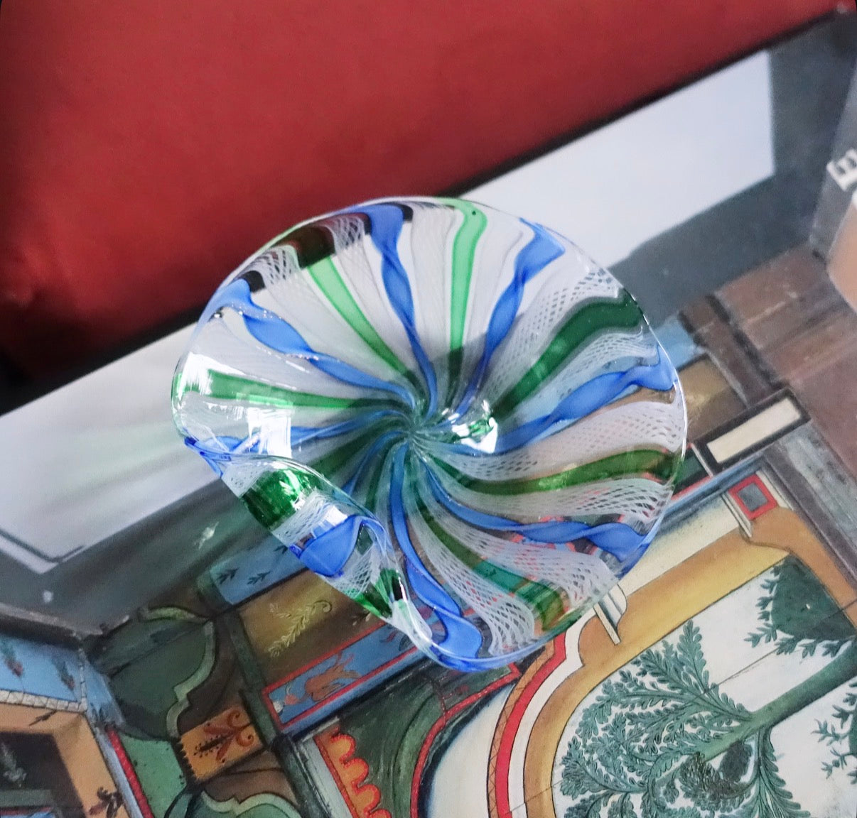 Green & blue Zanfirico trinket dish