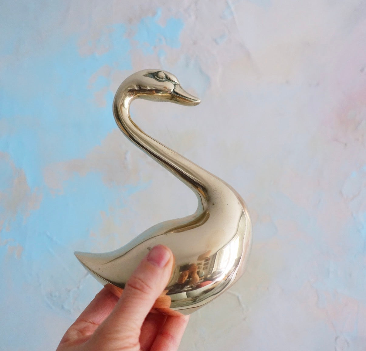 Pair of brass swans