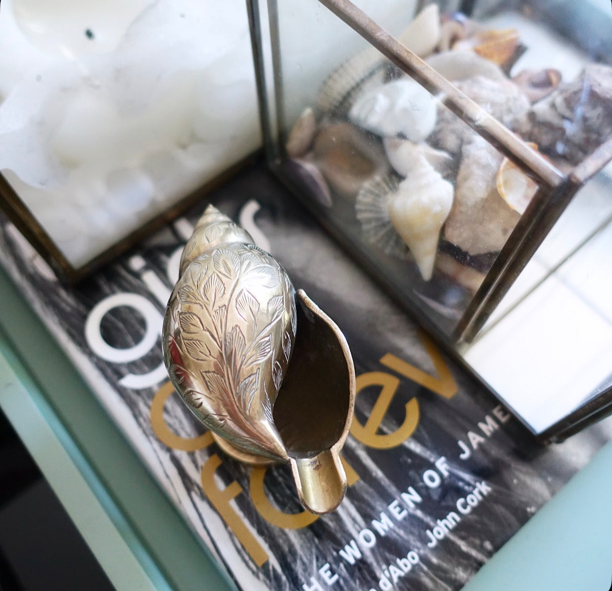 Brass conch shell ashtray