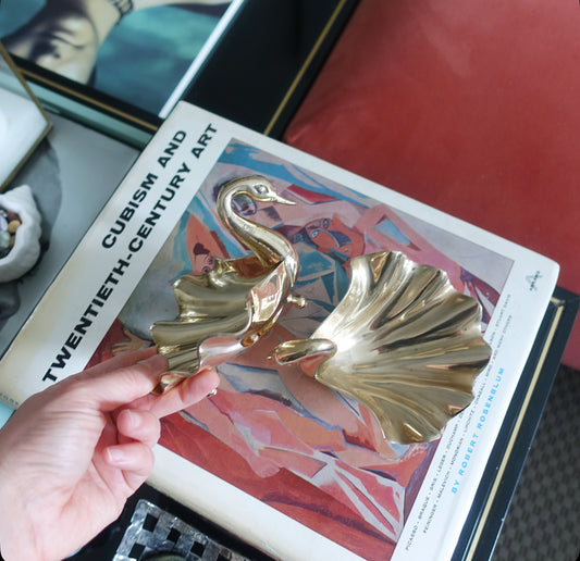 Pair of brass swan trinket dishes