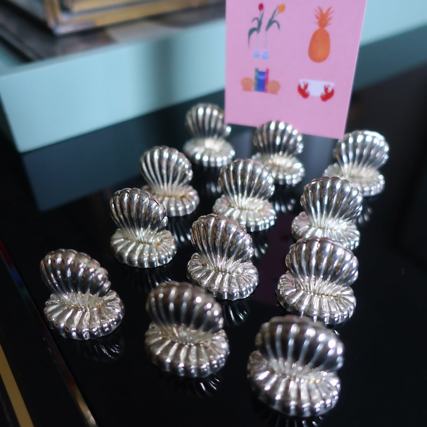 Set of 12 shell place card holders