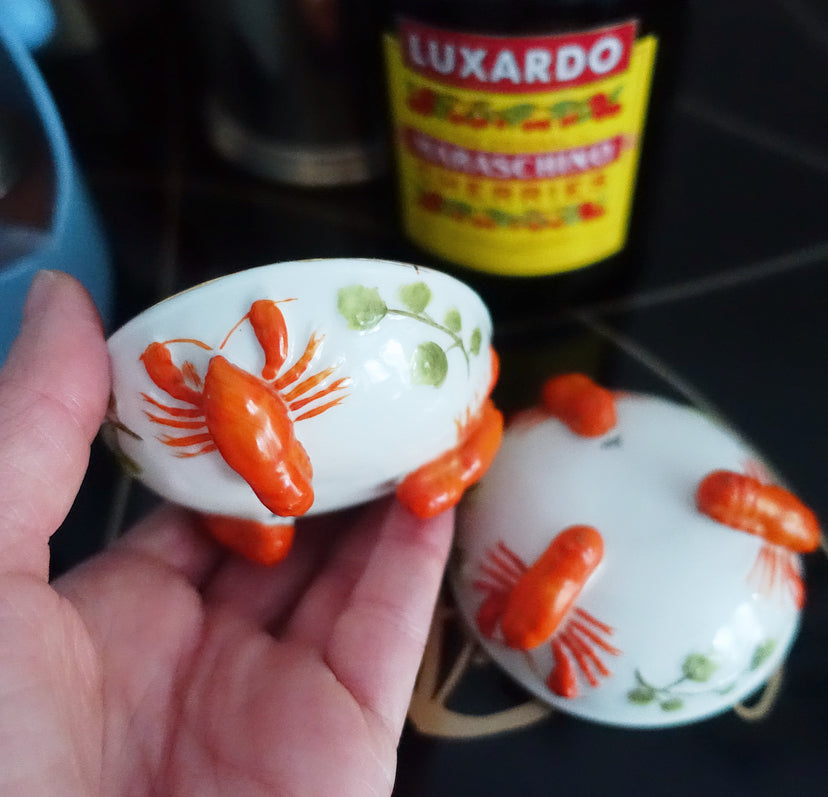 Pair of Art Deco lobster condiment bowls