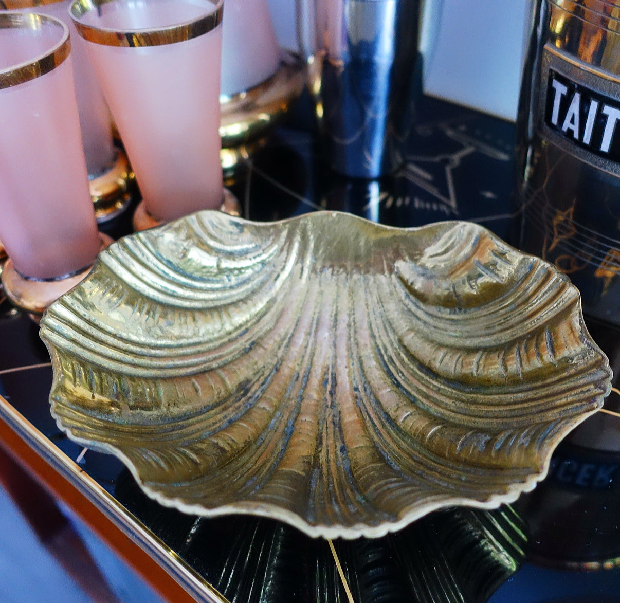 Hollywood Regency Brass scallop shell bowl