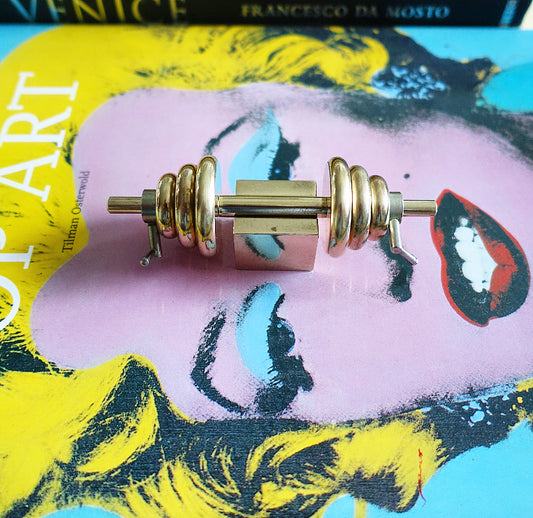 Rare brass barbell paperweight