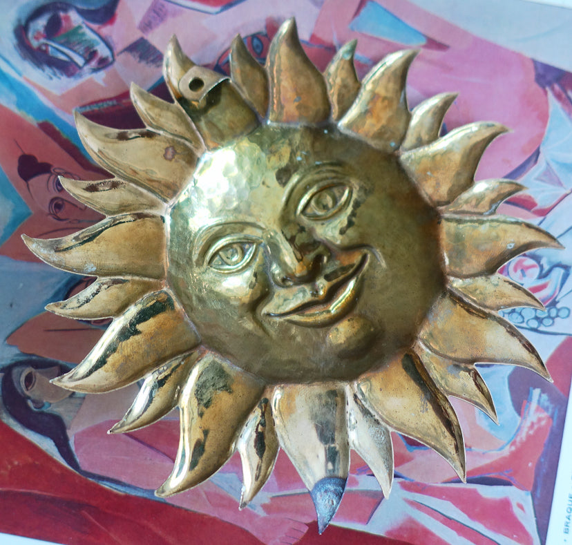 Brass sun wall plaque