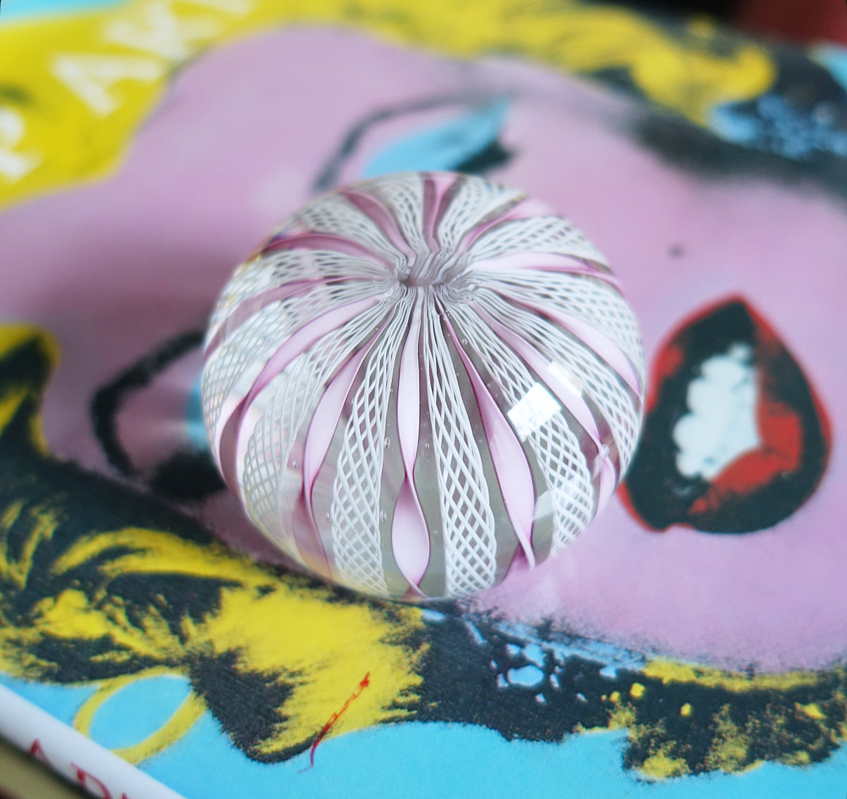 Pink Murano glass paperweight