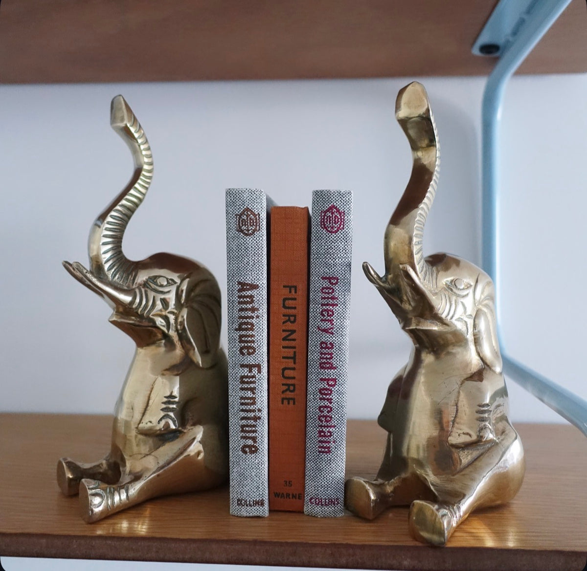Pair of brass elephant bookends