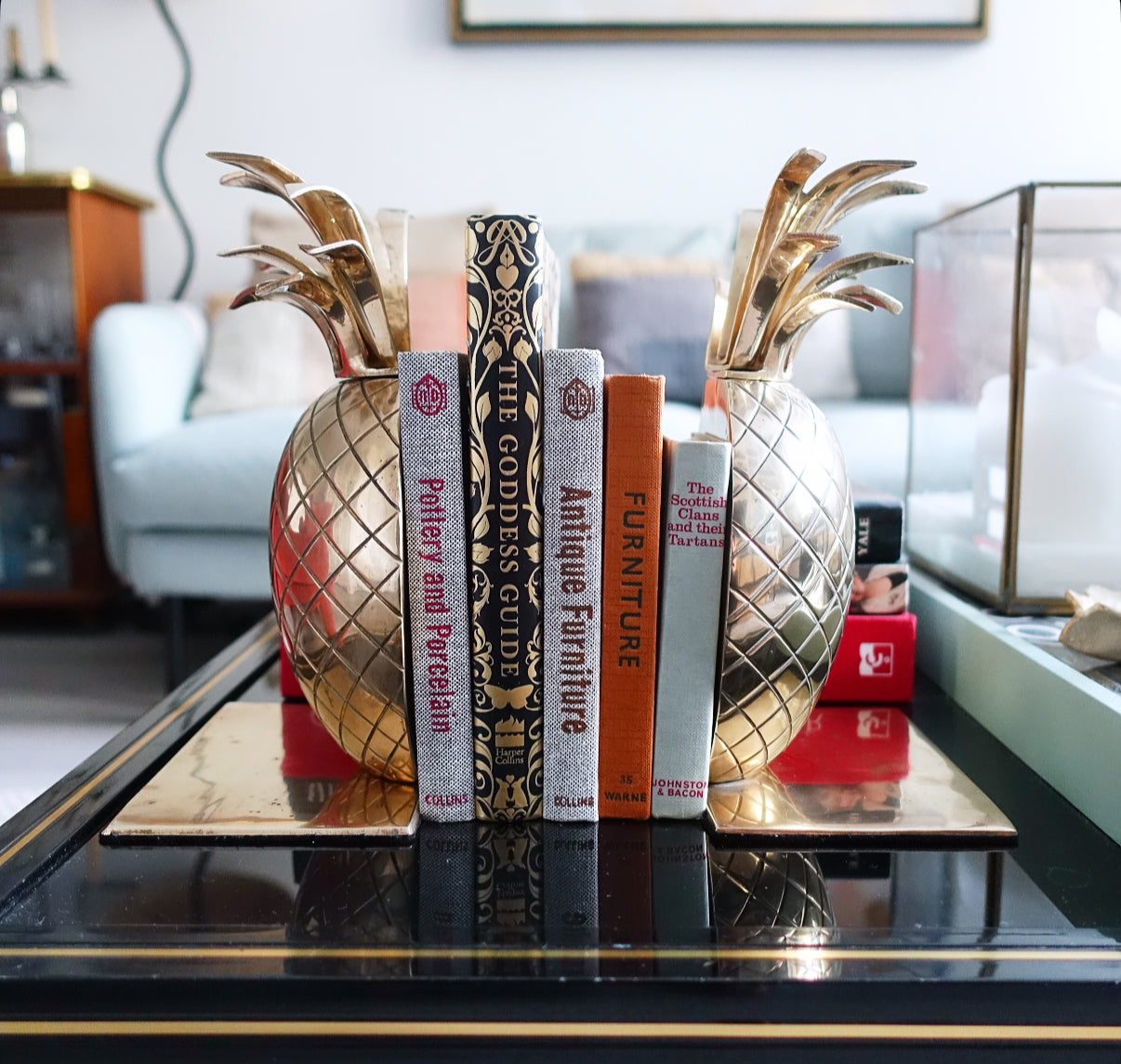 Pair of brass pineapple bookends