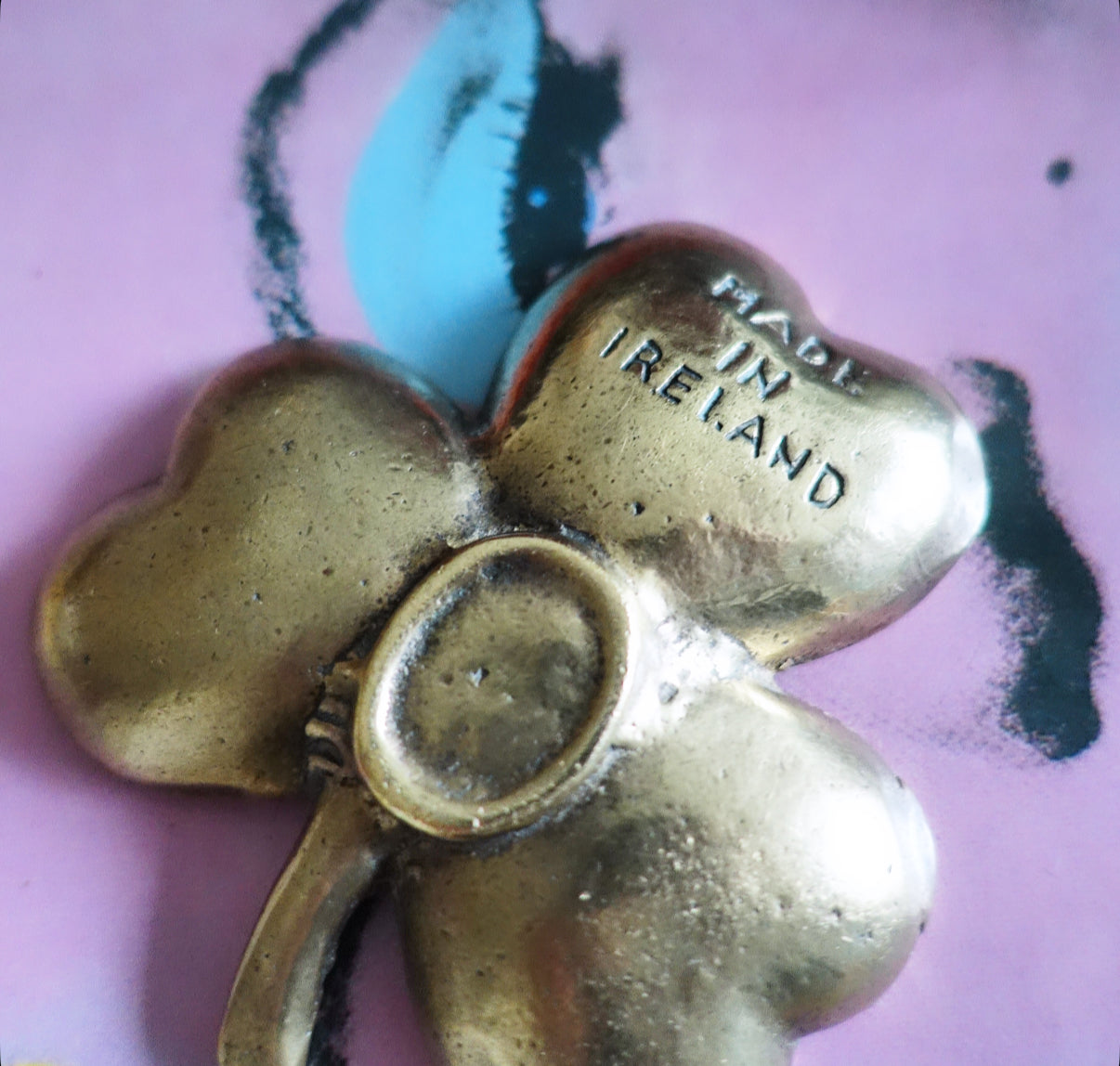 Brass clover trinket dish