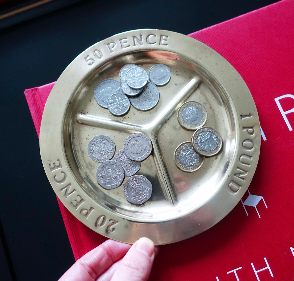 Brass pocket change dish