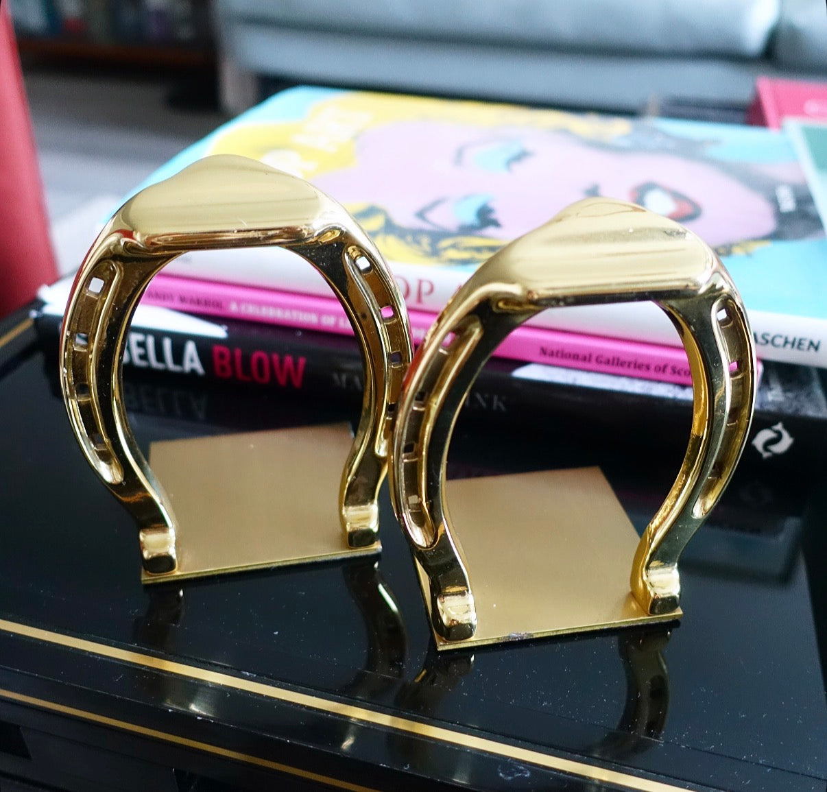 Brass horseshoe bookends