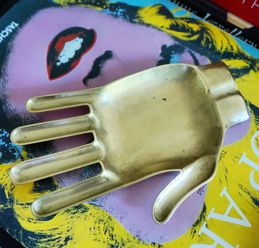 MCM brass hand trinket dish