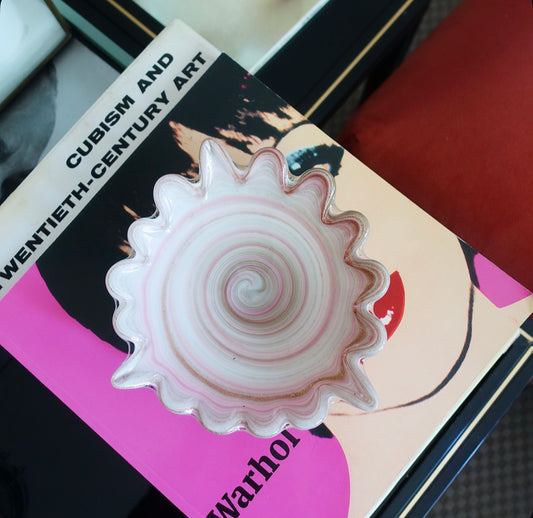 Baby pink swirled Murano glass dish