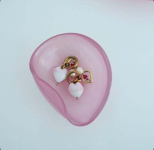 Small pink Oball Murano glass trinket dish