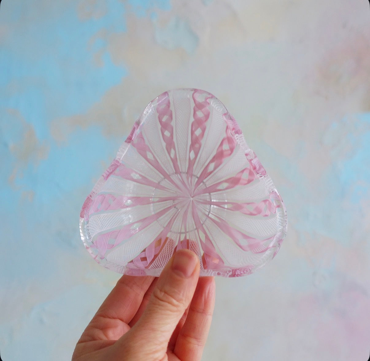 Pink & white Zanfirico Murano bowl