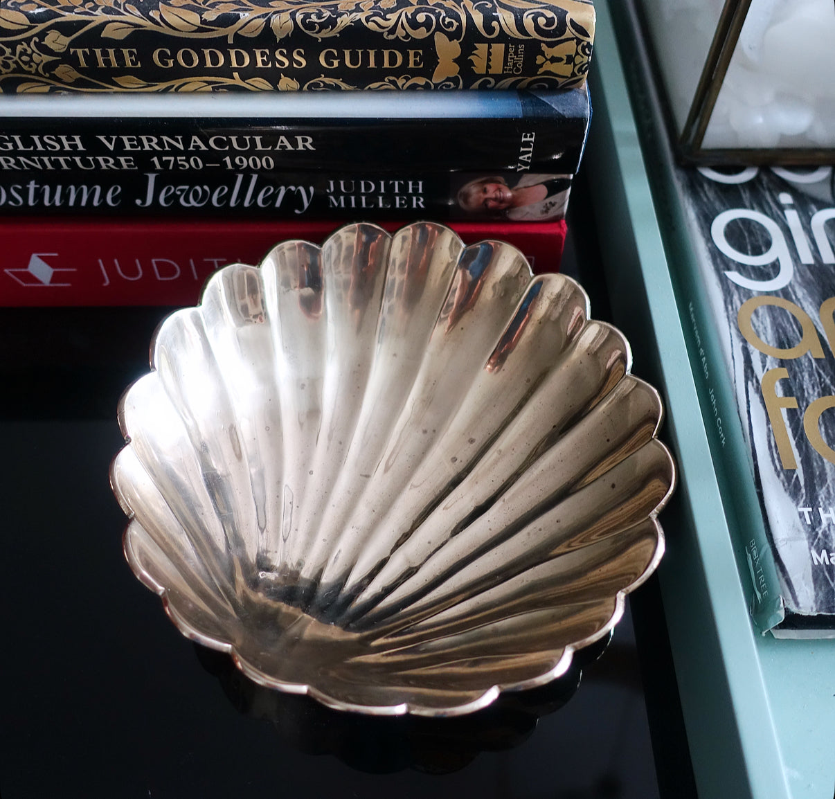 Hollywood Regency brass scallop shell dish