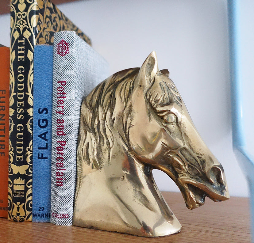 Pair of brass horse bookends