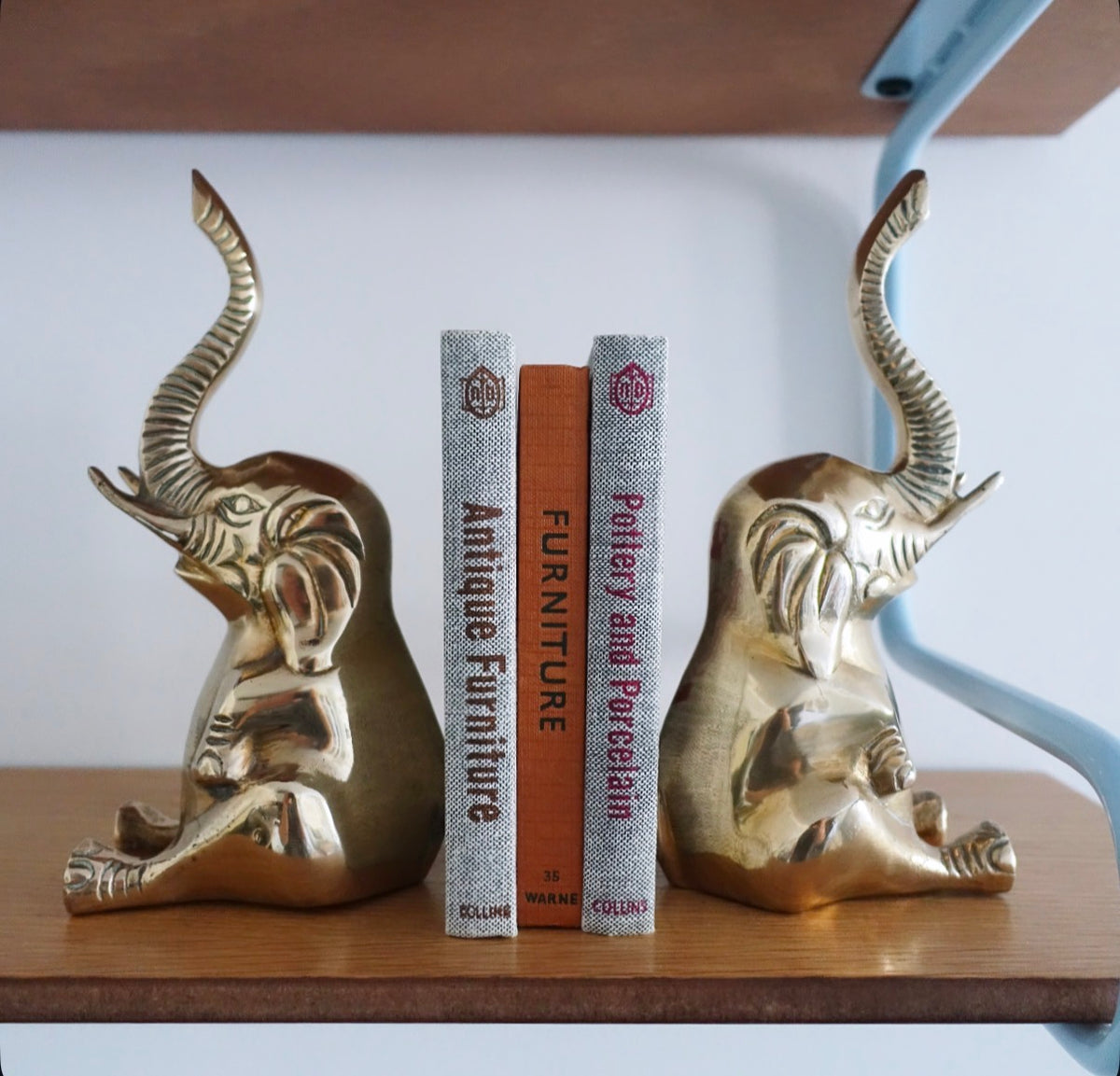 Pair of brass elephant bookends