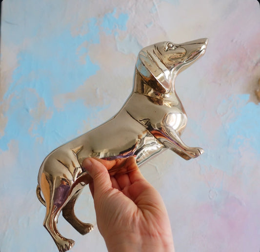 XL brass Dachshund