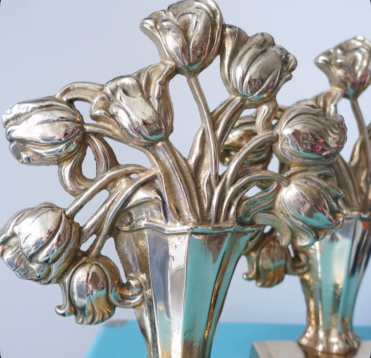 Brass tulip bookends
