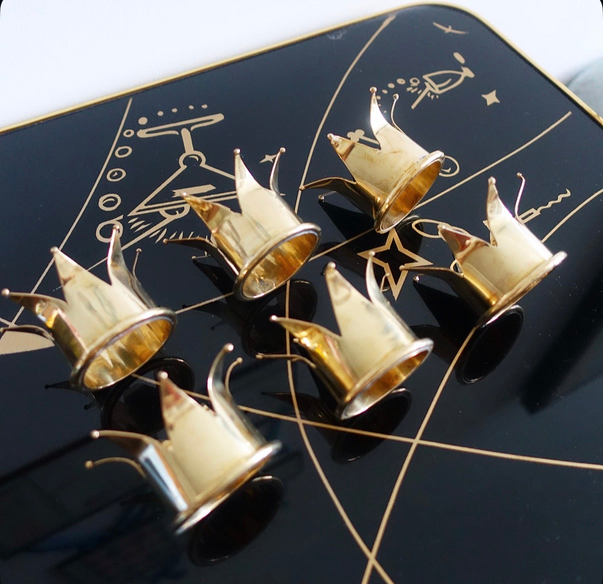 Brass crown napkin rings