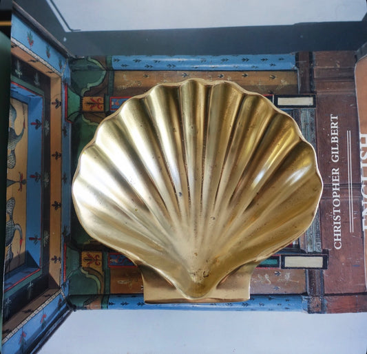 English Brass scallop shell trinket dish