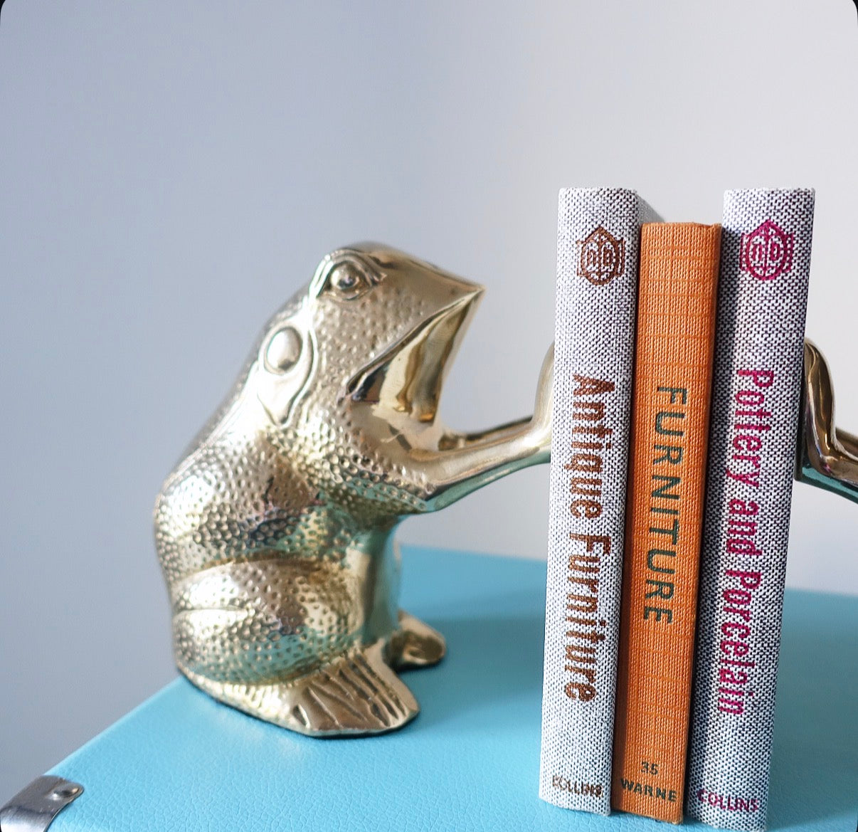 Brass frog bookends