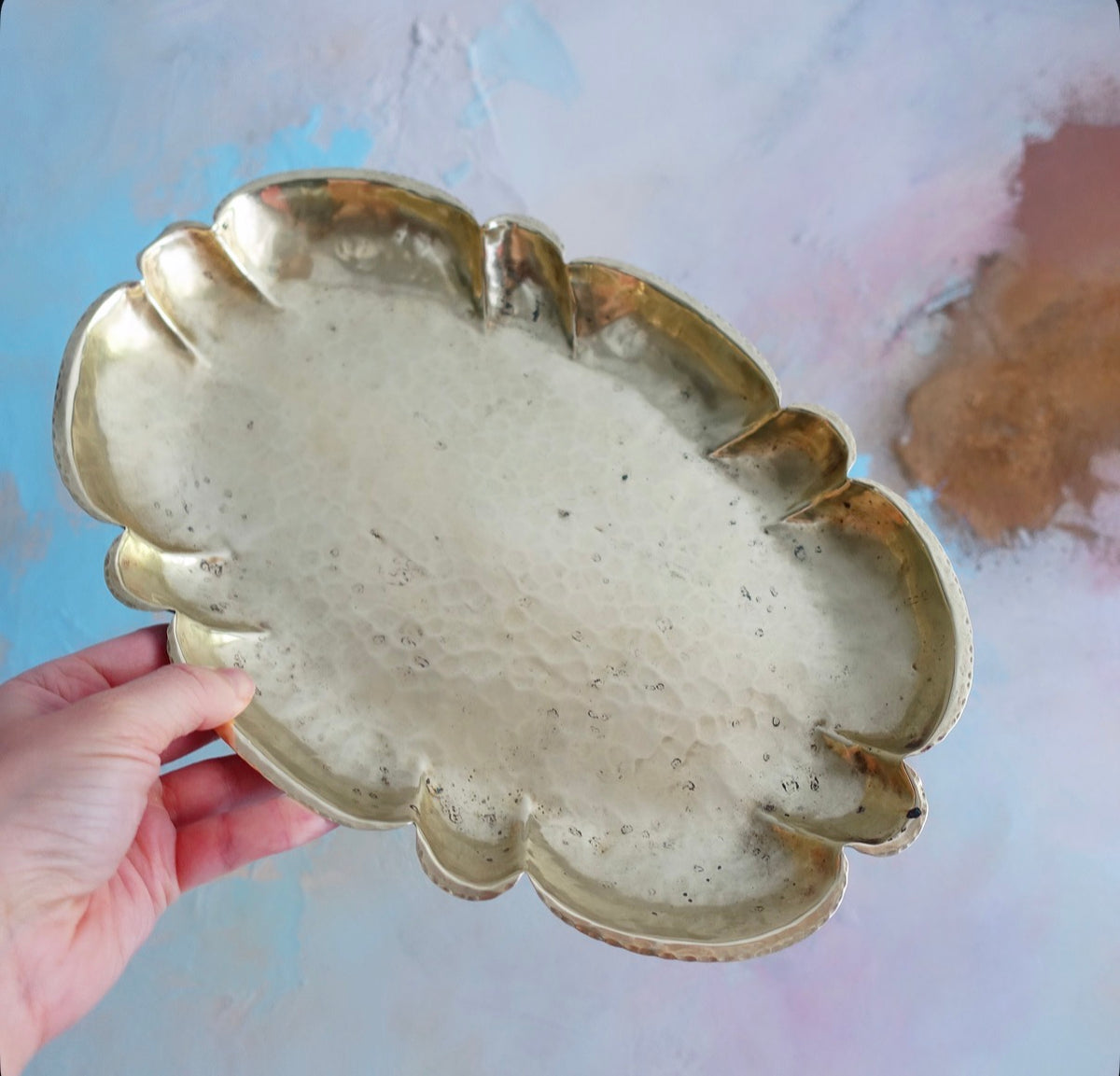 Hammered brass tray