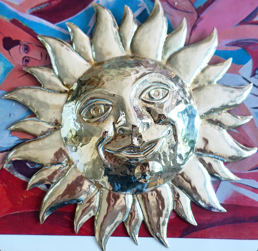 Brass sun wall plaque