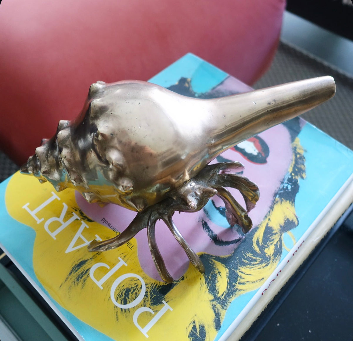 Brass conch shell hermit crab
