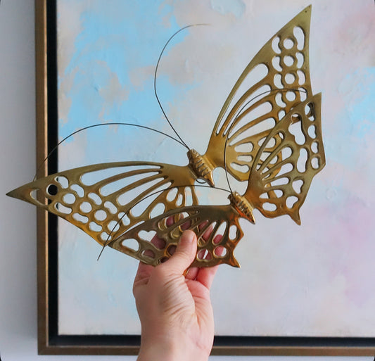 Brass butterfly wall plaque set