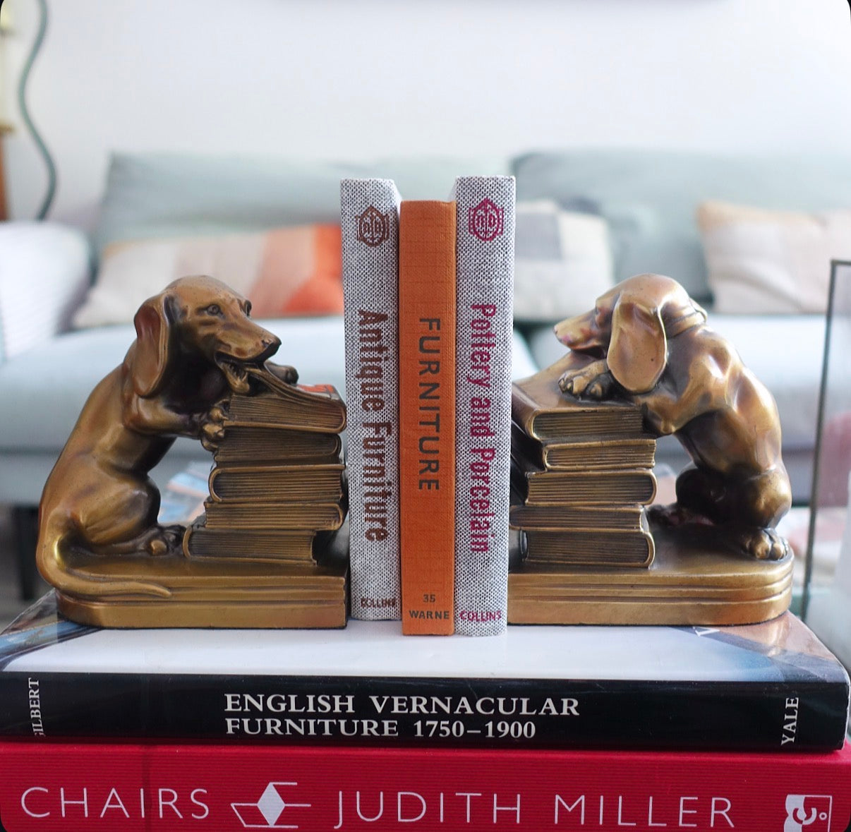 Pair of cast metal Dachshund bookends