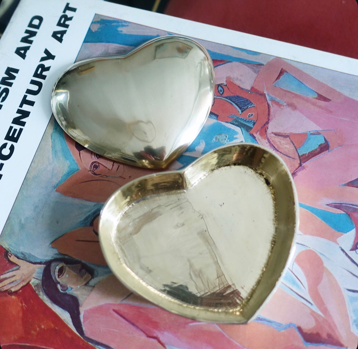 Brass plated heart trinket dish