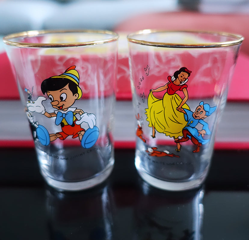 Rare set of two Disney Glass juice glasses