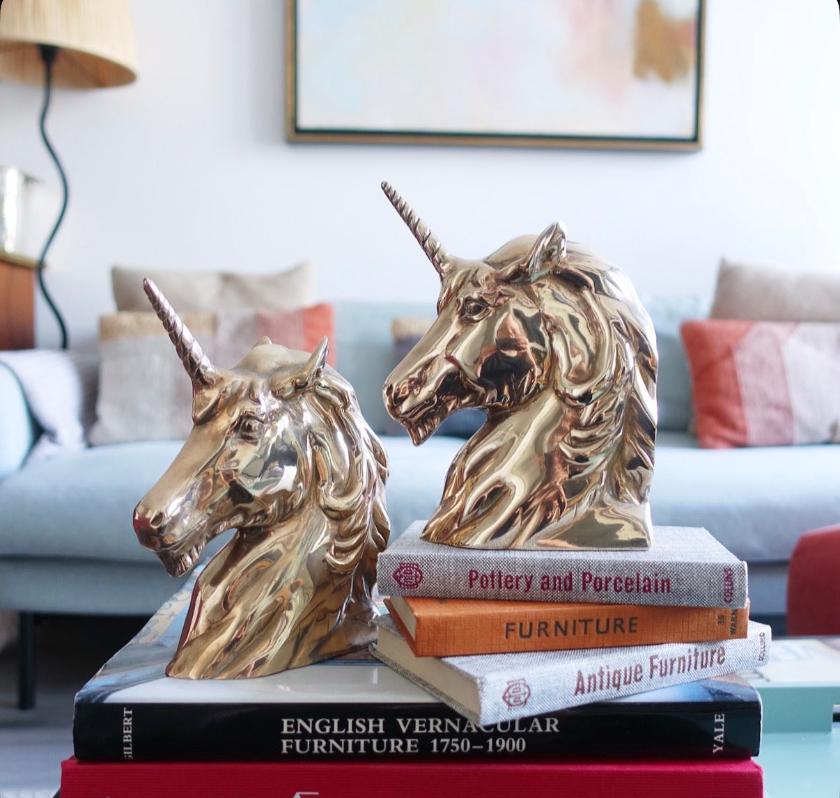 Brass unicorn bookends