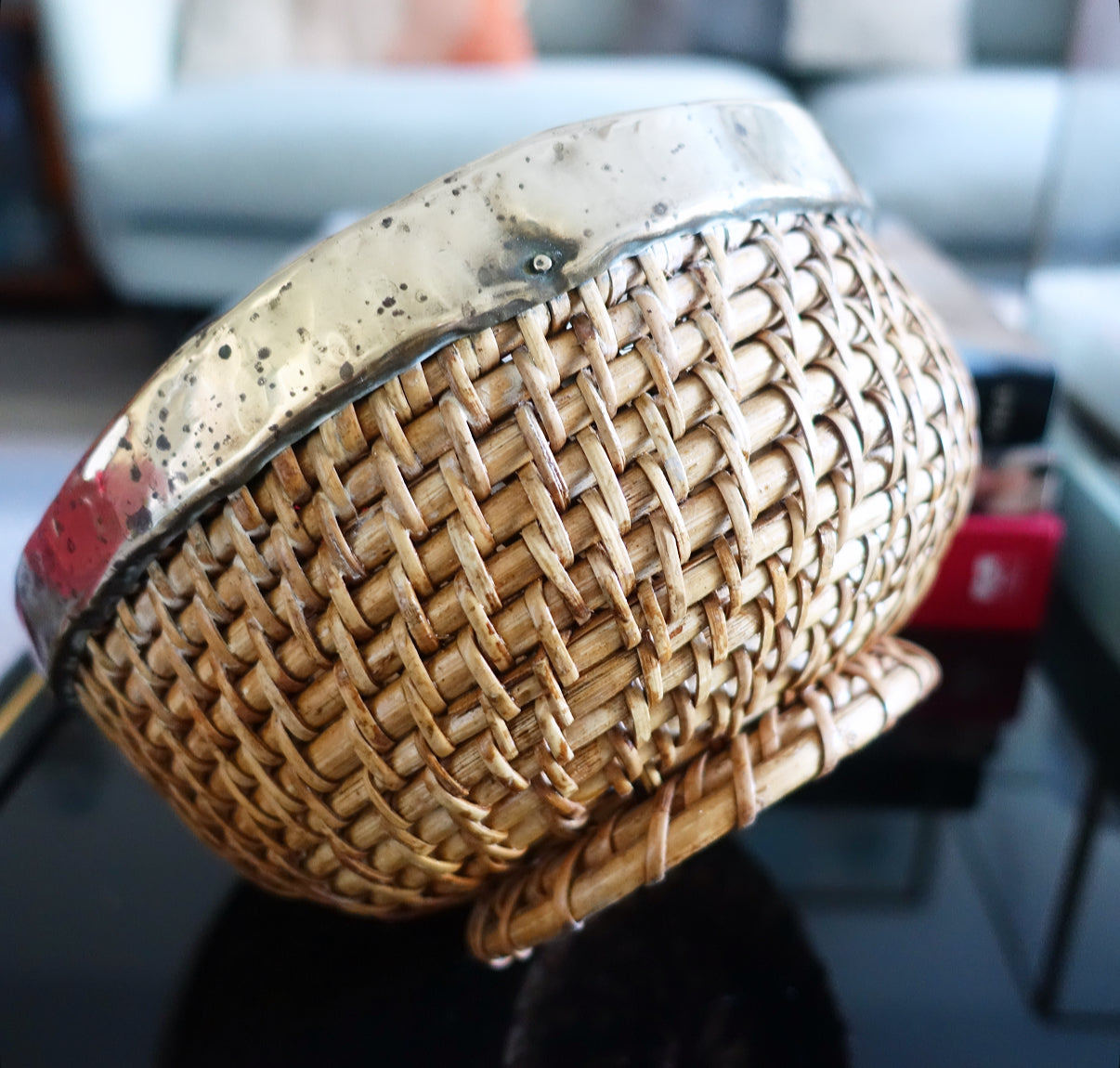 Wicker & brass basket