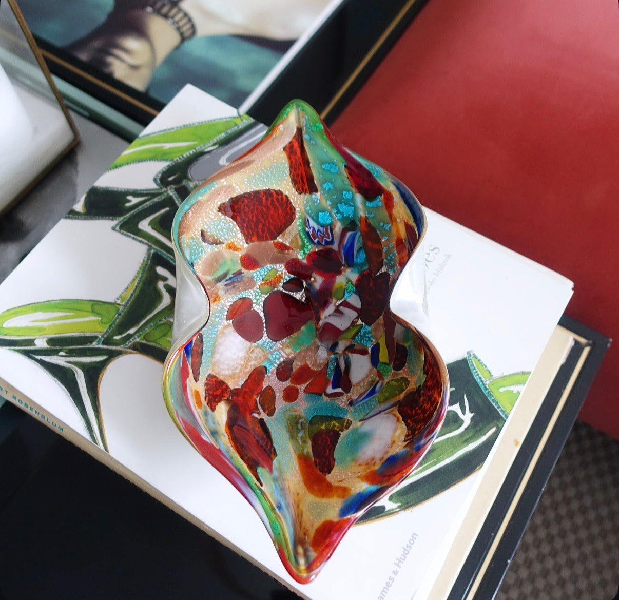 Turquoise Bizantino Murano glass dish