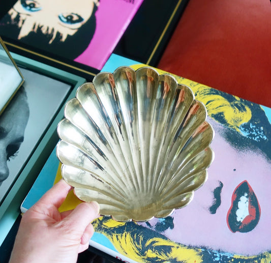Hollywood regency brass shell trinket dish