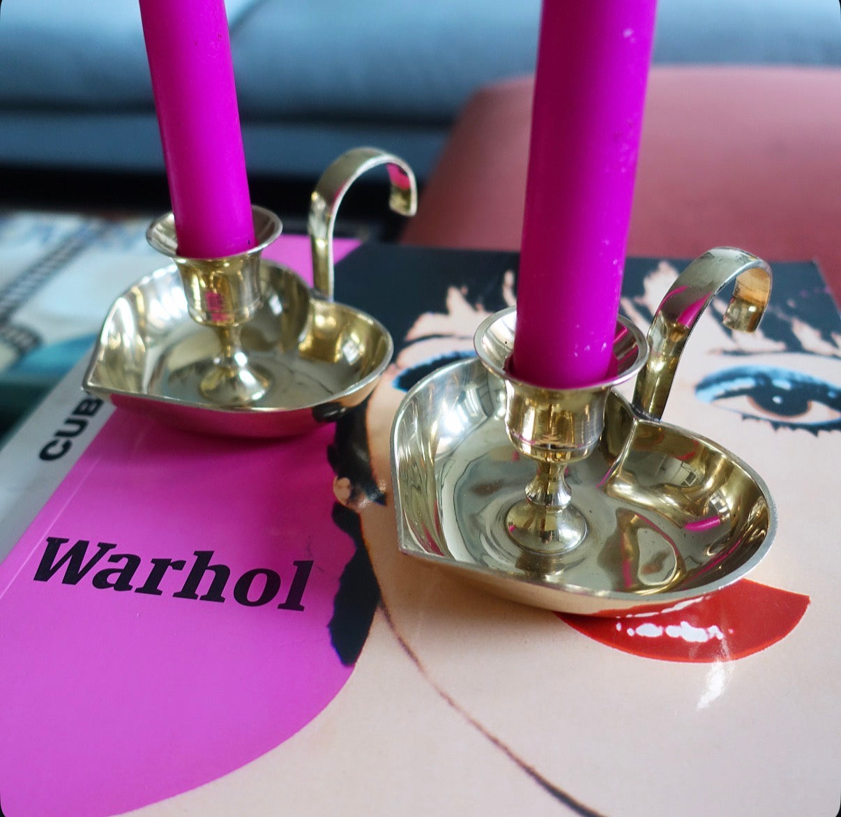 Brass heart candle holders