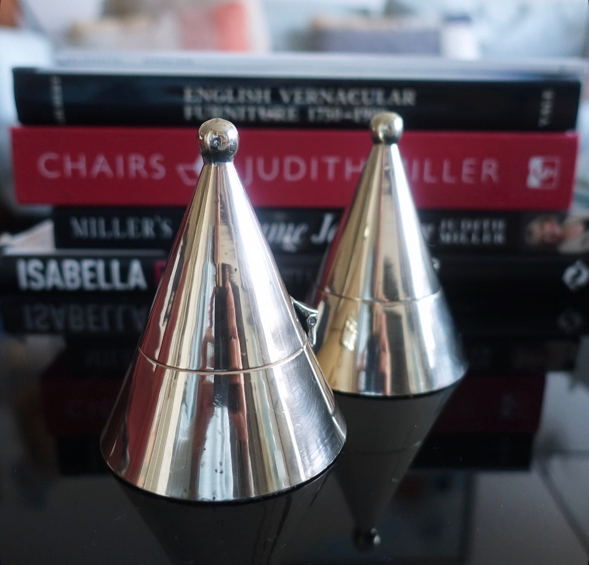 Post modern brass candle holders