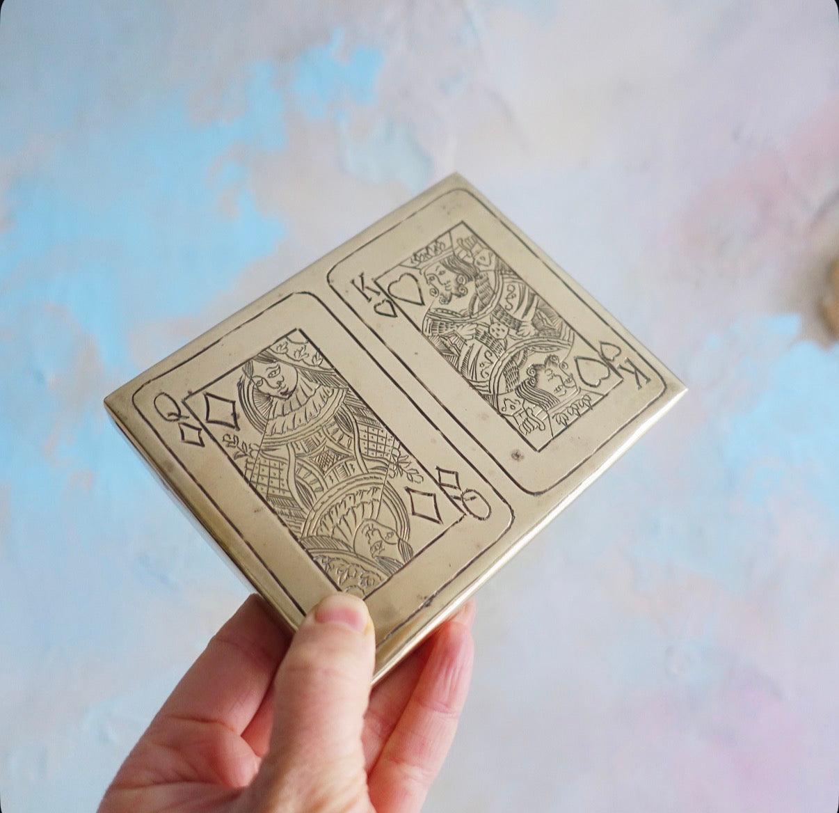 Brass playing cards box