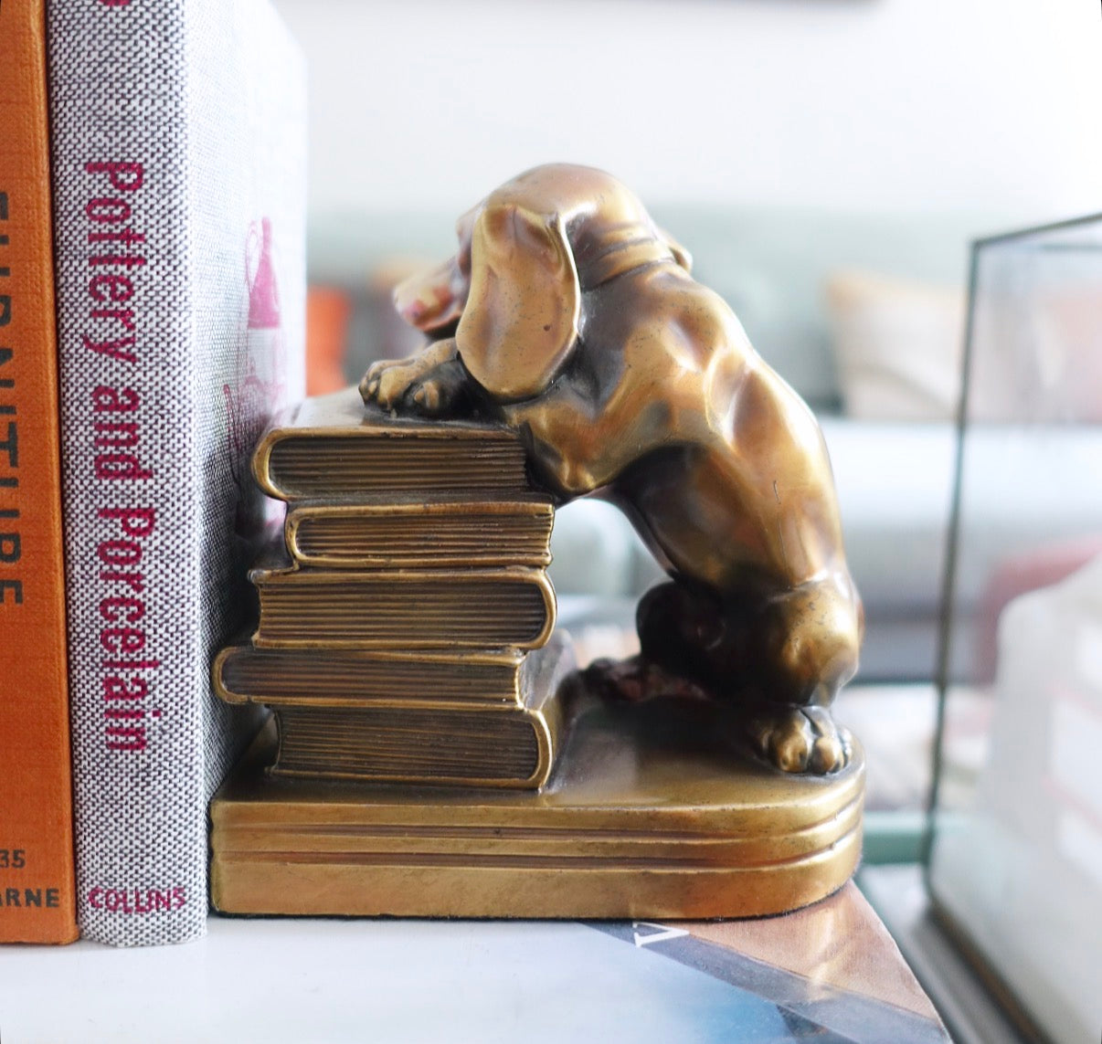 Pair of cast metal Dachshund bookends