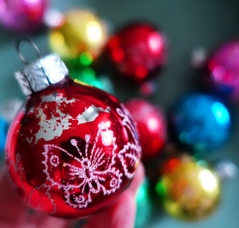 Set of 12 vintage glass baubles