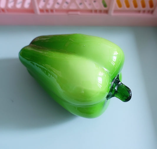 Art glass green bell pepper