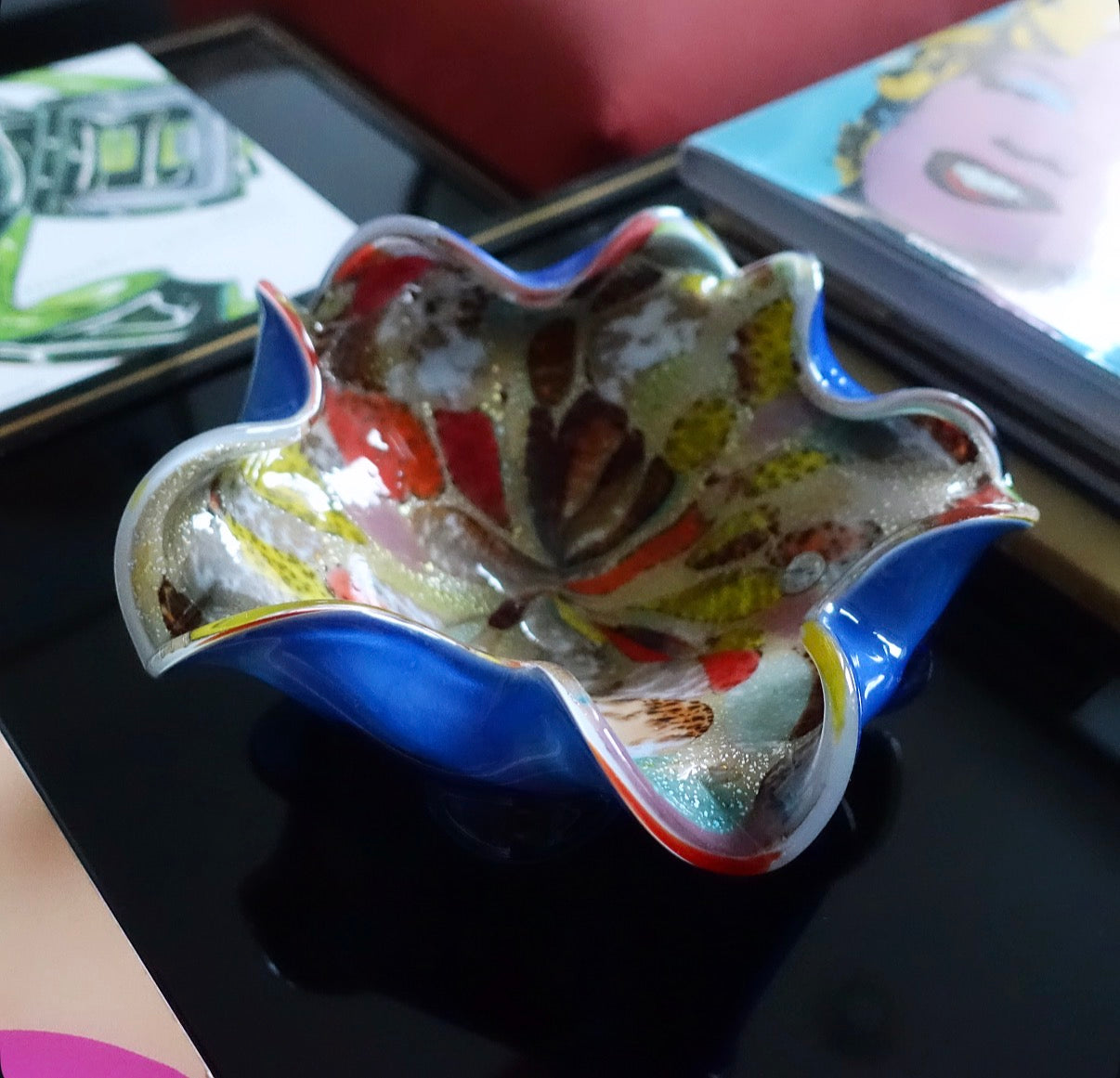 Large Blue Bizantino murano glass bowl