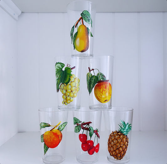 Set of six fruit glasses